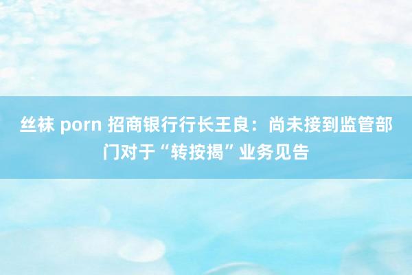 丝袜 porn 招商银行行长王良：尚未接到监管部门对于“转按揭”业务见告
