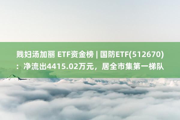 贱妇汤加丽 ETF资金榜 | 国防ETF(512670)：净流出4415.02万元，居全市集第一梯队