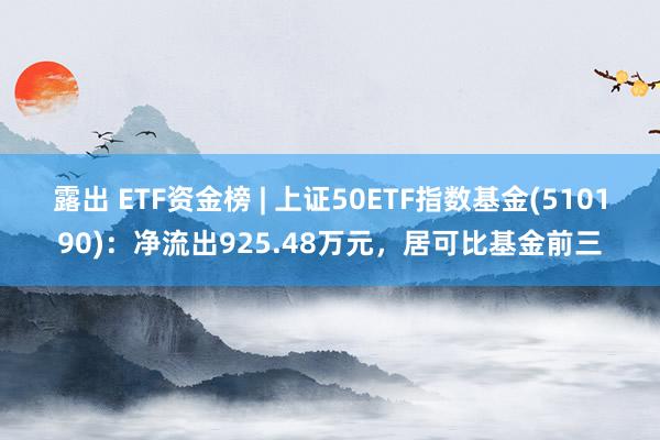 露出 ETF资金榜 | 上证50ETF指数基金(510190)：净流出925.48万元，居可比基金前三