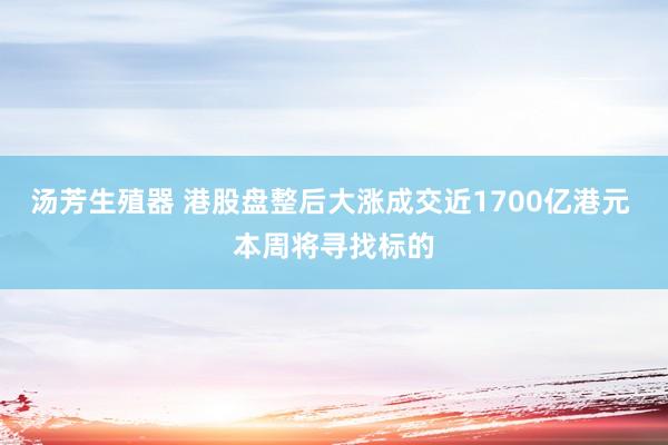 汤芳生殖器 港股盘整后大涨成交近1700亿港元 本周将寻找标的