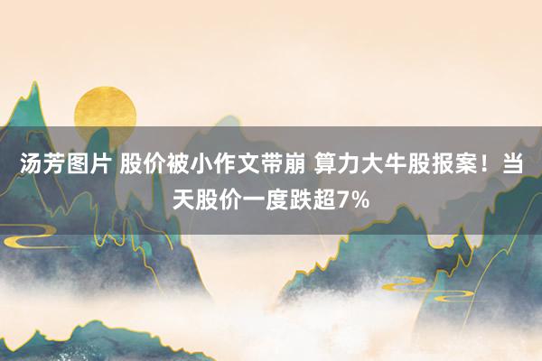 汤芳图片 股价被小作文带崩 算力大牛股报案！当天股价一度跌超7%