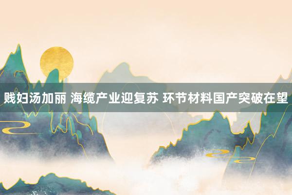 贱妇汤加丽 海缆产业迎复苏 环节材料国产突破在望